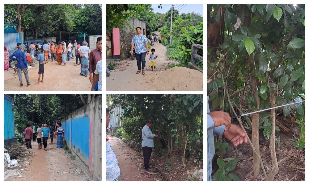 সরকারি টাকায় নির্মিত রাস্তা দখলের চেষ্টা, সার্ভেয়ারকে ঘিরে উত্তেজনা